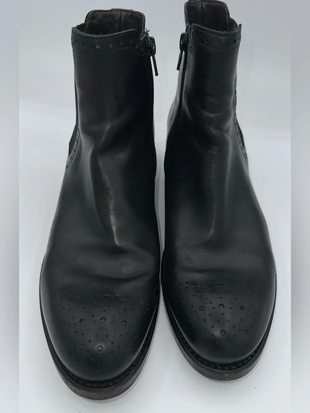 AGL ATTILIO GIUSTI LEOMBRUNI Black Leather Chelsea Ankle Boots Sz 37 Italy AA23
